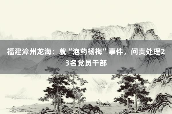 福建漳州龙海：就“泡药杨梅”事件，问责处理23名党员干部