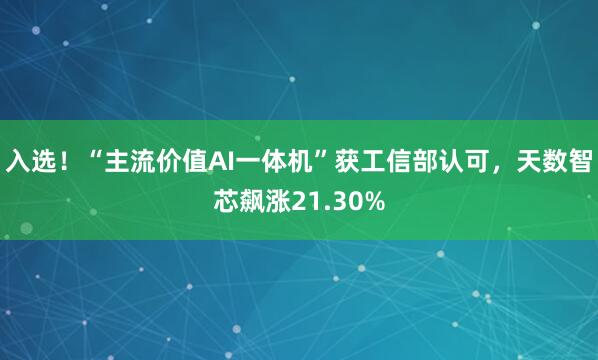 入选！“主流价值AI一体机”获工信部认可，天数智芯飙涨21.30%