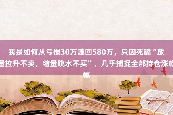 我是如何从亏损30万赚回580万，只因死磕“放量拉升不卖，缩量跳水不买”，几乎捕捉全部持仓涨幅
