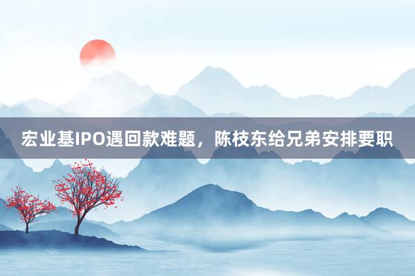 宏业基IPO遇回款难题，陈枝东给兄弟安排要职