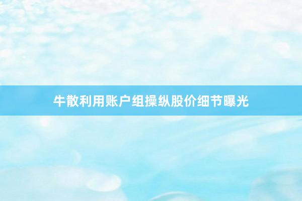 牛散利用账户组操纵股价细节曝光