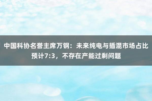 中国科协名誉主席万钢：未来纯电与插混市场占比预计7:3，不存在产能过剩问题