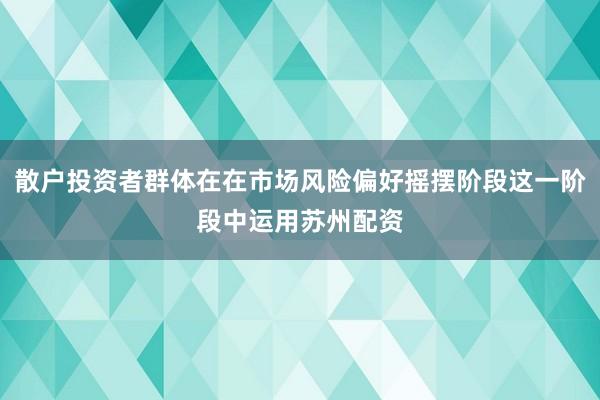 散户投资者群体在在市场风险偏好摇摆阶段这一阶段中运用苏州配资