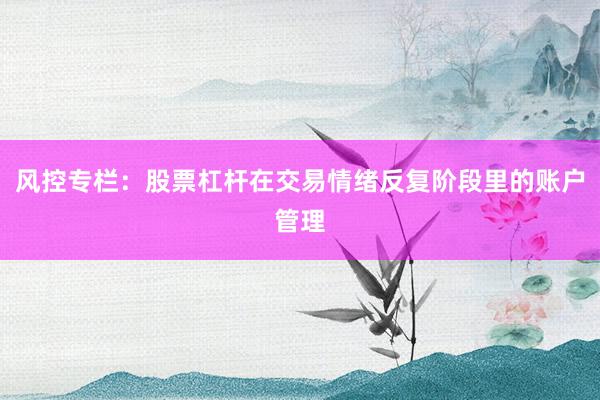 风控专栏：股票杠杆在交易情绪反复阶段里的账户管理