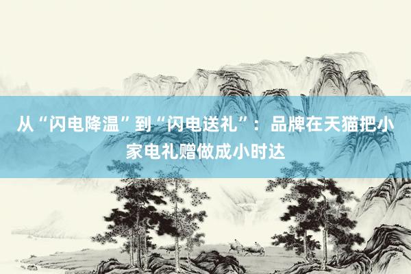 从“闪电降温”到“闪电送礼”：品牌在天猫把小家电礼赠做成小时达