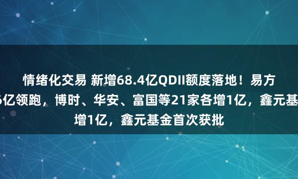 情绪化交易 新增68.4亿QDII额度落地！易方达累计79.6亿领跑，博时、华安、富国等21家各增1亿，鑫元基金首次获批