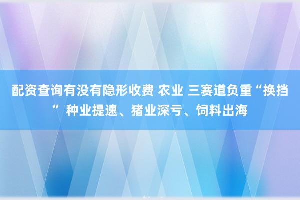 配资查询有没有隐形收费 农业 三赛道负重“换挡” 种业提速、猪业深亏、饲料出海