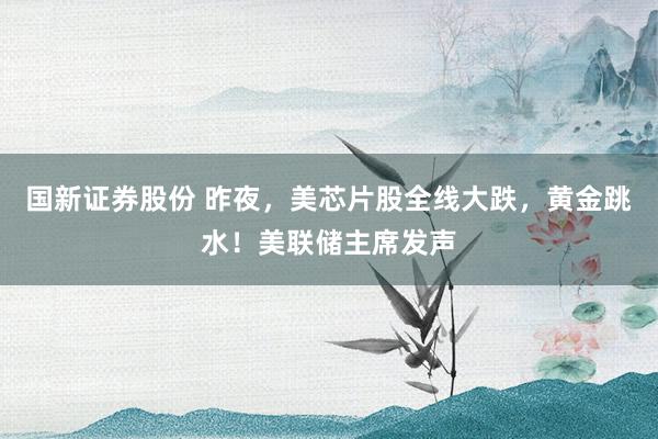 国新证券股份 昨夜，美芯片股全线大跌，黄金跳水！美联储主席发声