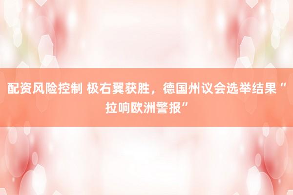 配资风险控制 极右翼获胜，德国州议会选举结果“拉响欧洲警报”