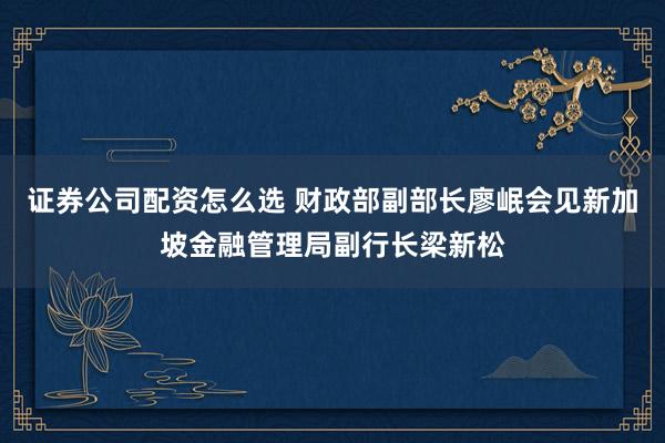 证券公司配资怎么选 财政部副部长廖岷会见新加坡金融管理局副行长梁新松